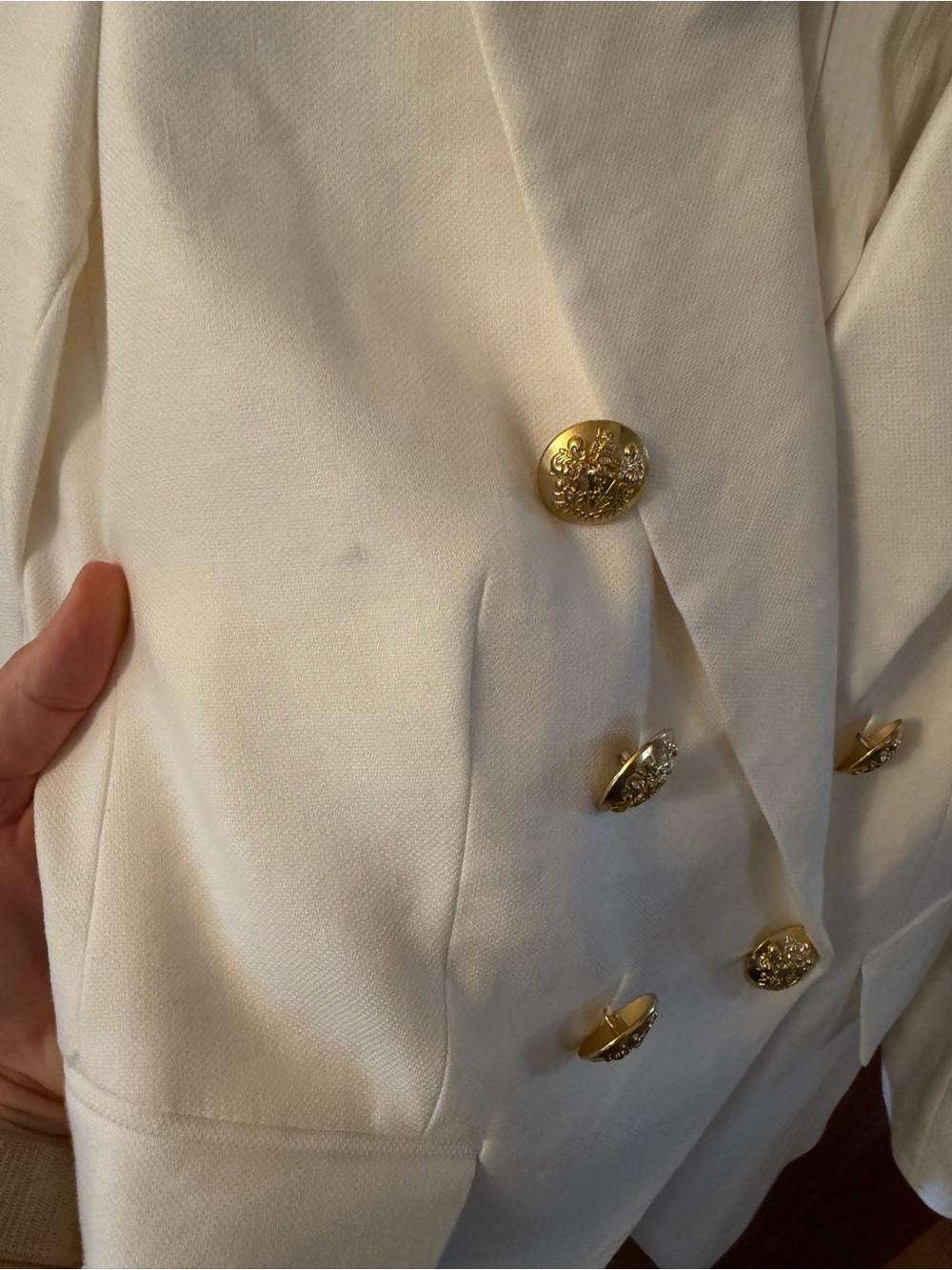 Veronica Beard White Double-Breasted Blazer with Gold Buttons - Picture 6 of 10